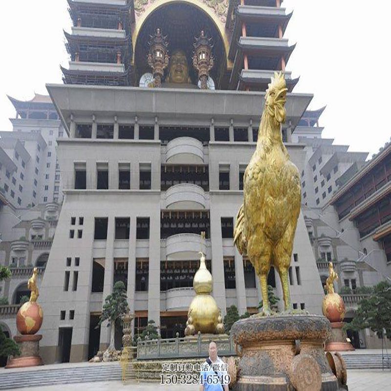 酒店公鸡雕塑 家禽雕塑装饰精品 景观户外玻璃钢公鸡雕塑点击
