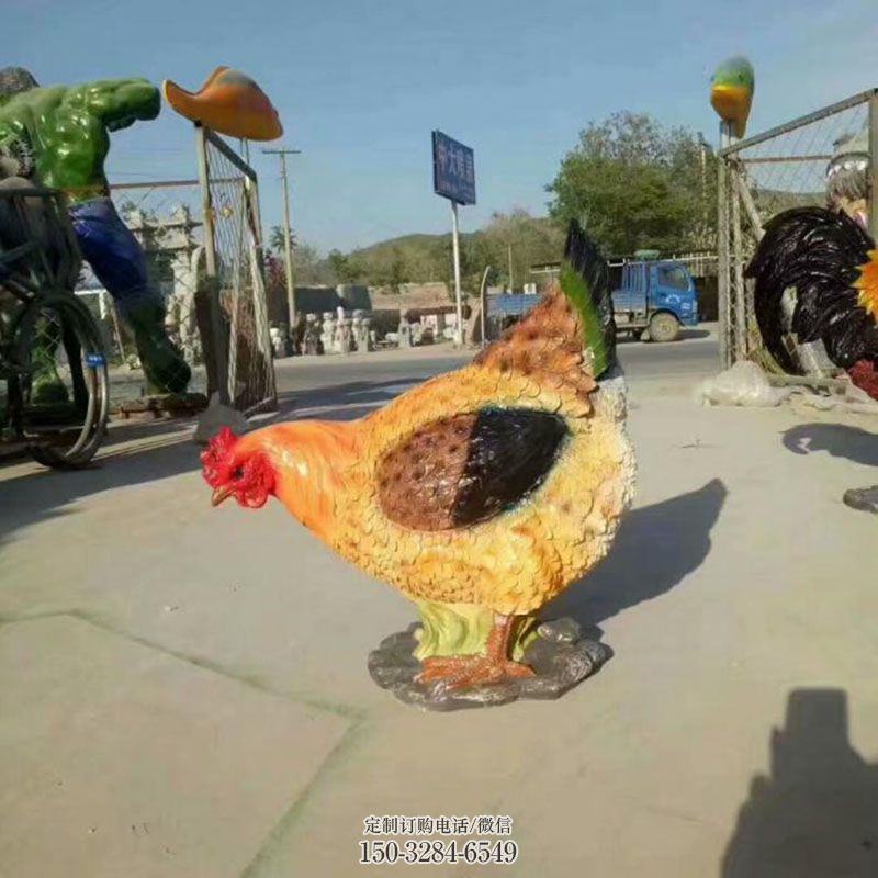 企业公鸡雕塑 景观艺术家禽雕塑承接 商场玻璃钢公鸡雕塑常用