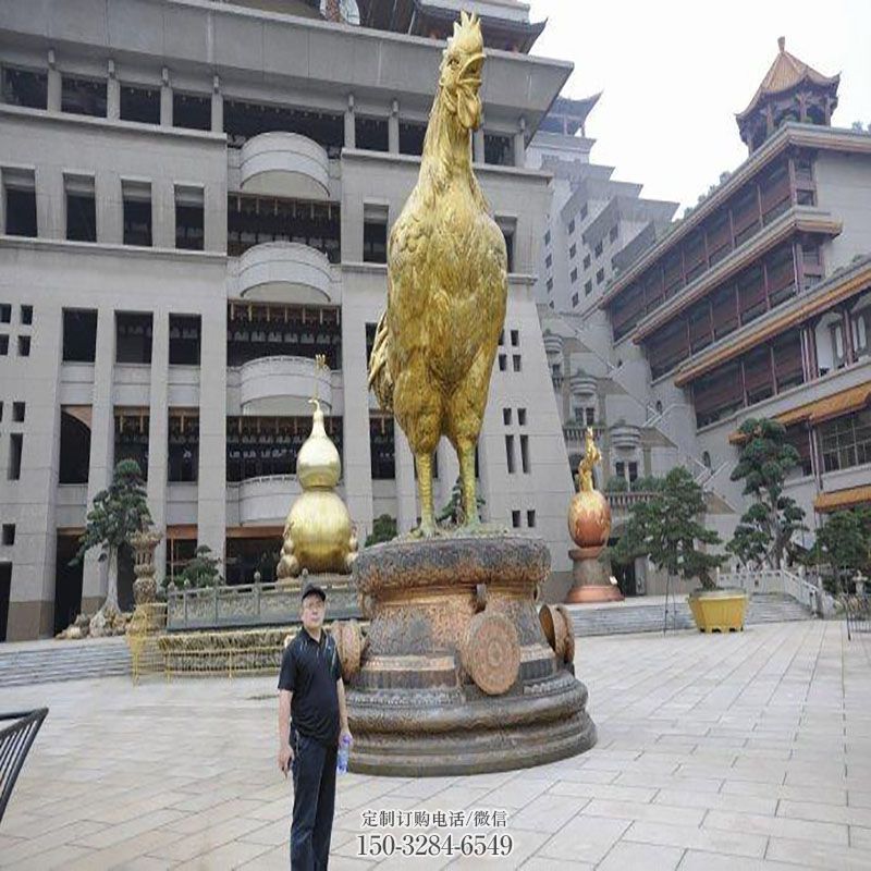 中式公鸡雕塑 园林景观家禽雕塑精选 园林玻璃钢公鸡雕塑摆件订做
