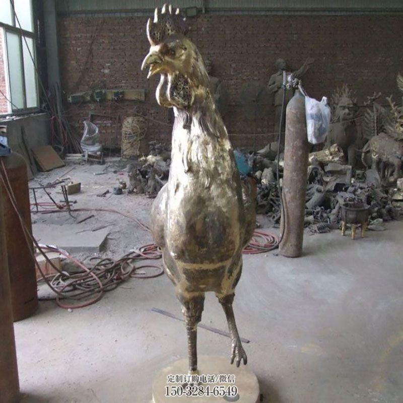 酒店铜公鸡雕塑 家禽雕塑装饰精品 景观户外铜公鸡雕塑点击
