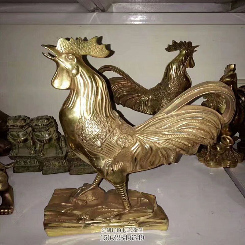 小铜公鸡雕塑 家禽雕塑底座订做 各类铜公鸡雕塑标准
