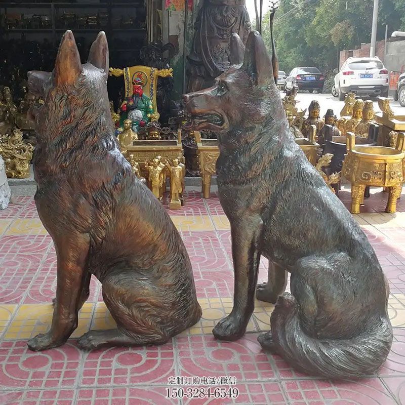 中式铜狗雕塑 园林景观铸铜雕塑精选 园林铜狗雕塑摆件订做