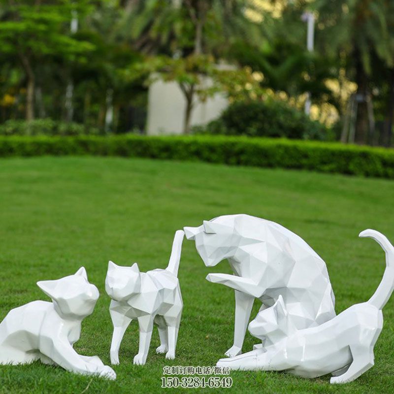 民俗小猫雕塑 户外动物雕塑摆放制作 户外不锈钢猫雕塑摆放精选