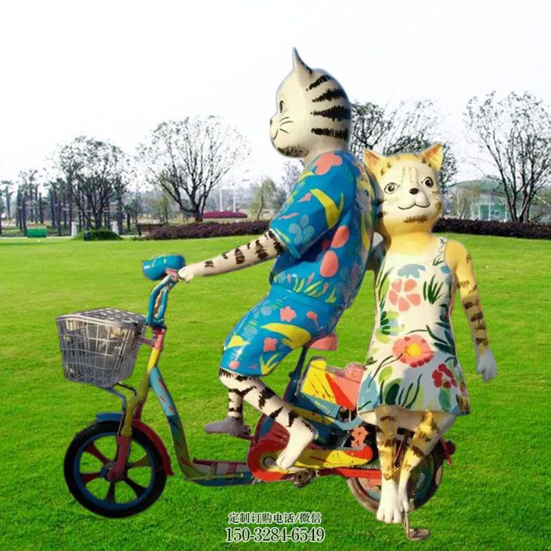 地产卡通猫雕塑 景观镂空动漫雕塑定做 卡通猫雕塑展示提供