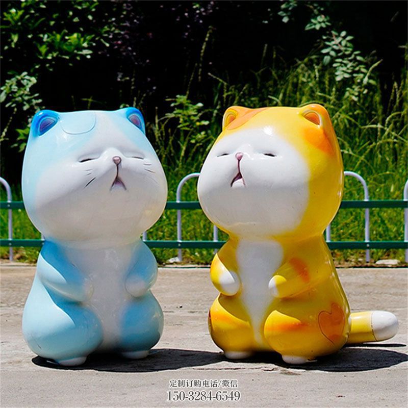 卡通猫雕塑工艺 景观艺术动漫雕塑承接 卡通猫雕塑主题定做