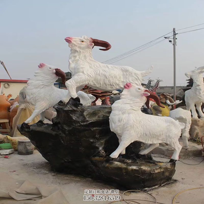 社区绵羊雕塑 景观动物雕塑造型点击 烤漆绵羊雕塑制造商