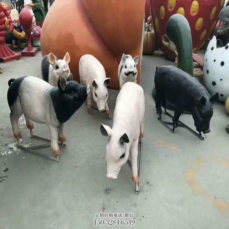 各类猪雕塑 动物雕塑工艺服务商 商业玻璃钢猪雕塑标准