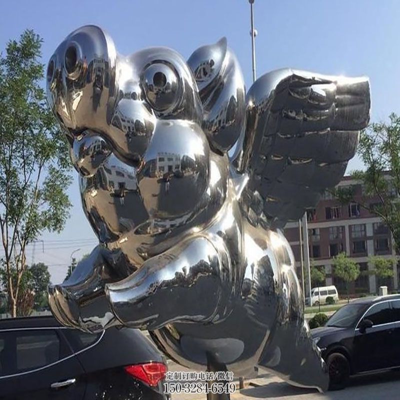 社区猪雕塑 景观动物雕塑造型点击 烤漆不锈钢猪雕塑制造商
