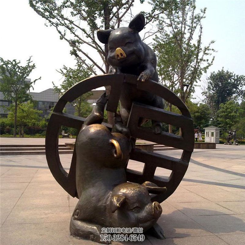 各类铜猪雕塑 动物雕塑工艺服务商 商业铜猪雕塑标准