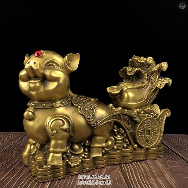 民俗铜猪雕塑 户外动物雕塑摆放制作 户外铜猪雕塑摆放精选