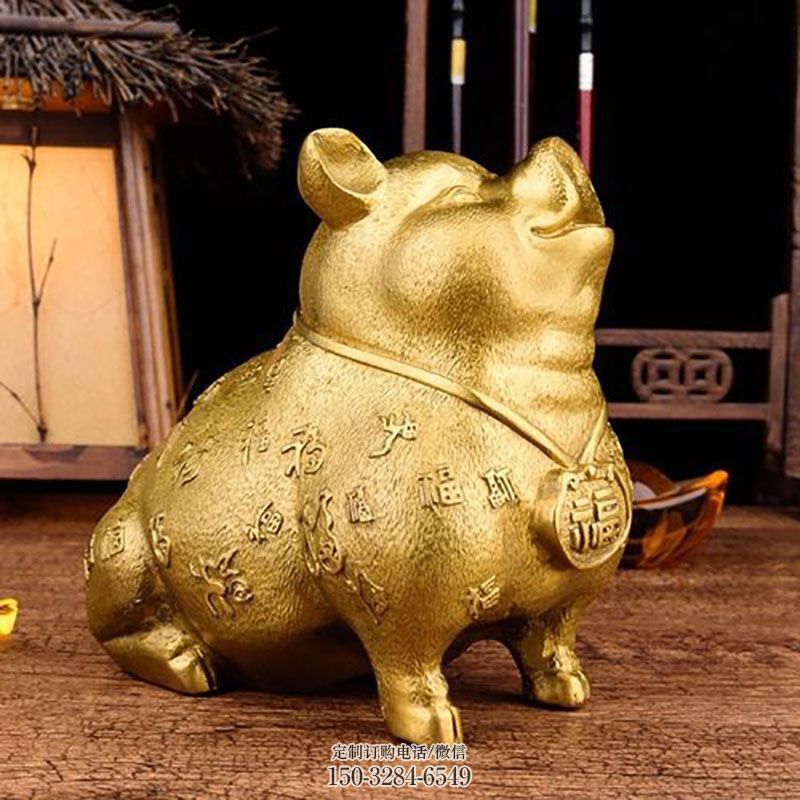 铜猪雕塑定制 景观户外动物雕塑点击 景观户外铜猪雕塑点击