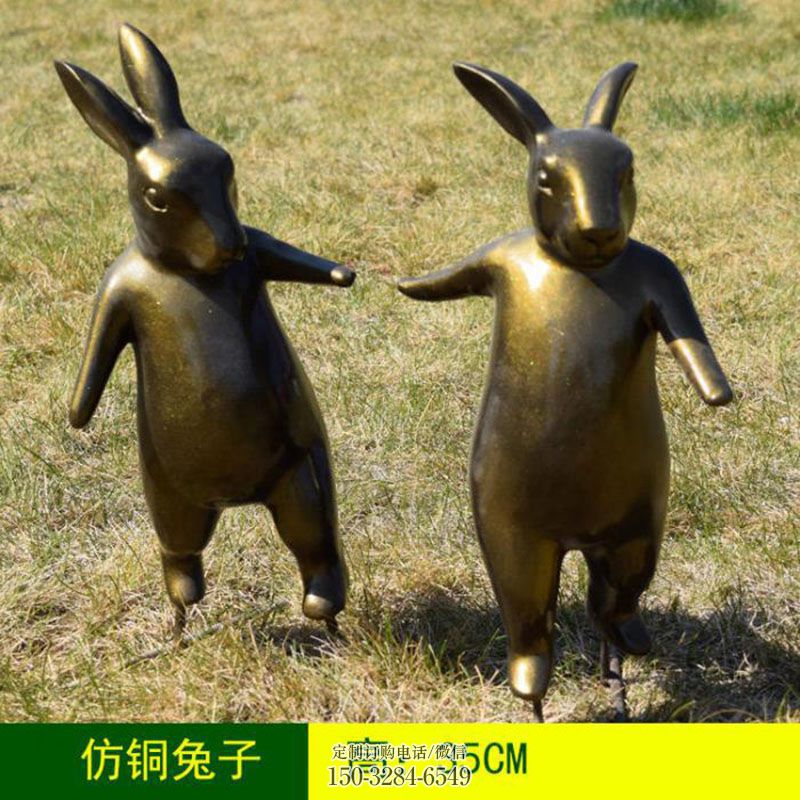 兔子雕塑工艺 景观艺术动物雕塑承接 玻璃钢兔子雕塑主题定做