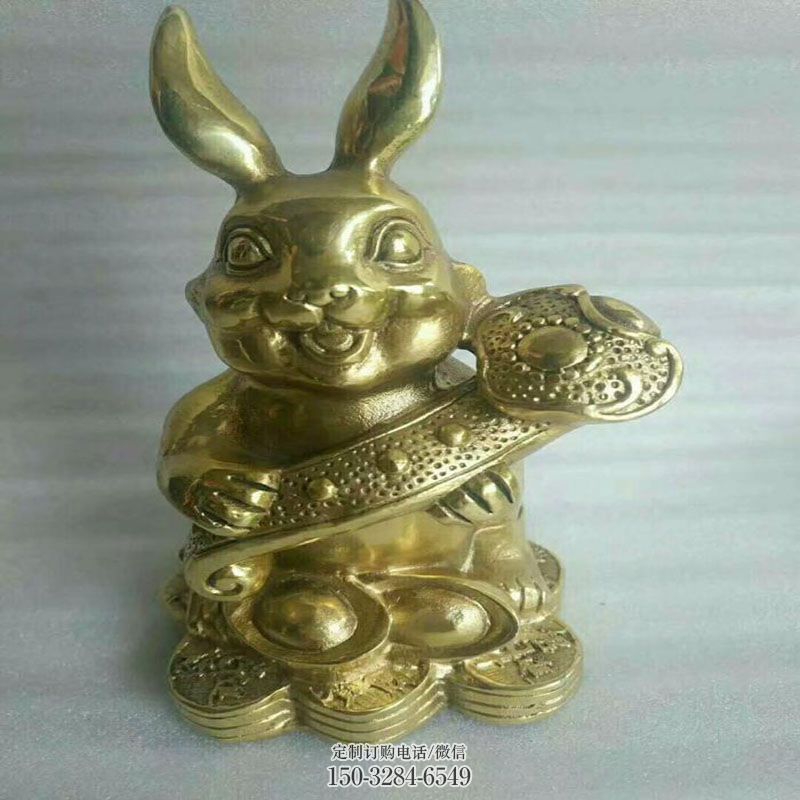中式兔子雕塑 园林景观动物雕塑精选 园林玻璃钢兔子雕塑摆件订做