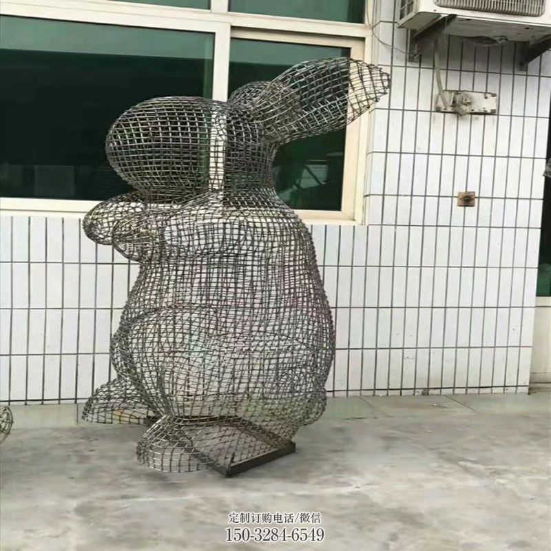 各类兔子雕塑 动物雕塑定制预定 不锈钢兔子雕塑订做通用