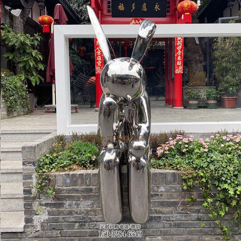 各类兔子雕塑 动物雕塑主题定做 门口不锈钢兔子雕塑订做