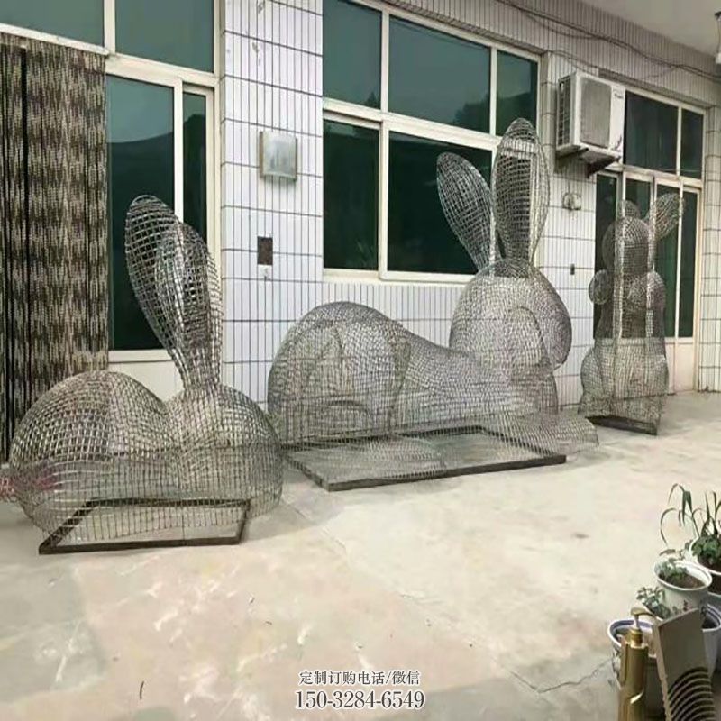 户外兔子雕塑 城市广场动物雕塑提供 企业标志不锈钢兔子雕塑精选