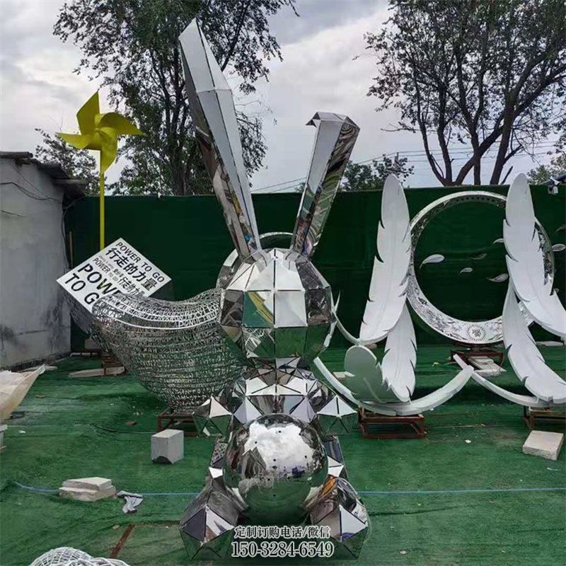 空间兔子雕塑 户外动物雕塑摆放精选 不锈钢兔子雕塑工艺服务商