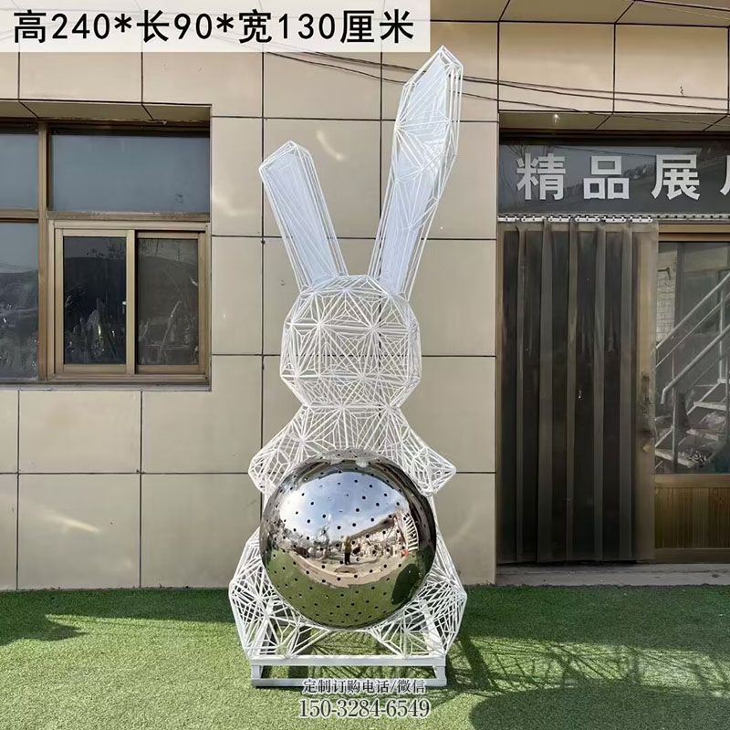 社区兔子雕塑 户外动物雕塑摆放精选 景区不锈钢兔子雕塑优选