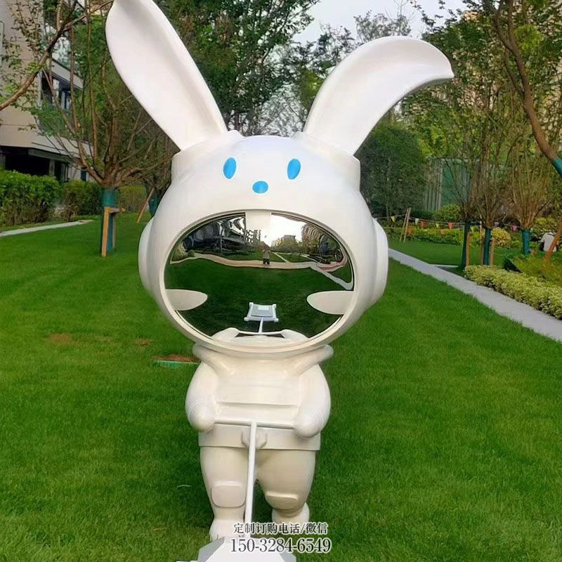 兔子雕塑底座 动物雕塑主题定做 广场景观不锈钢兔子雕塑供给