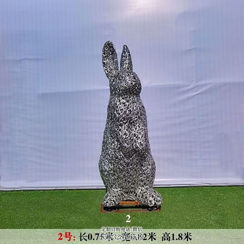 兔子雕塑环形 动物雕塑定制预定 景观艺术不锈钢兔子雕塑承接
