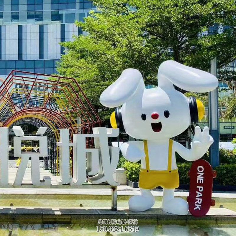 中式兔子雕塑 园林景观动物雕塑精选 园林不锈钢兔子雕塑摆件订做