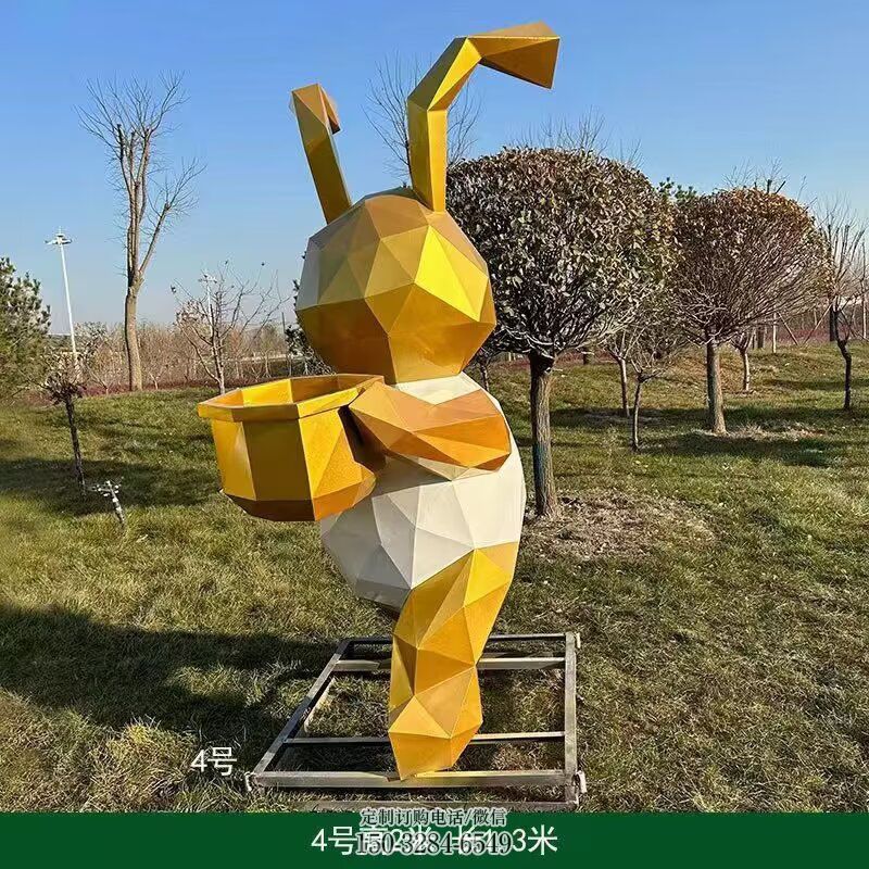 街道标识生产-静态街景-铜雕大白兔景观