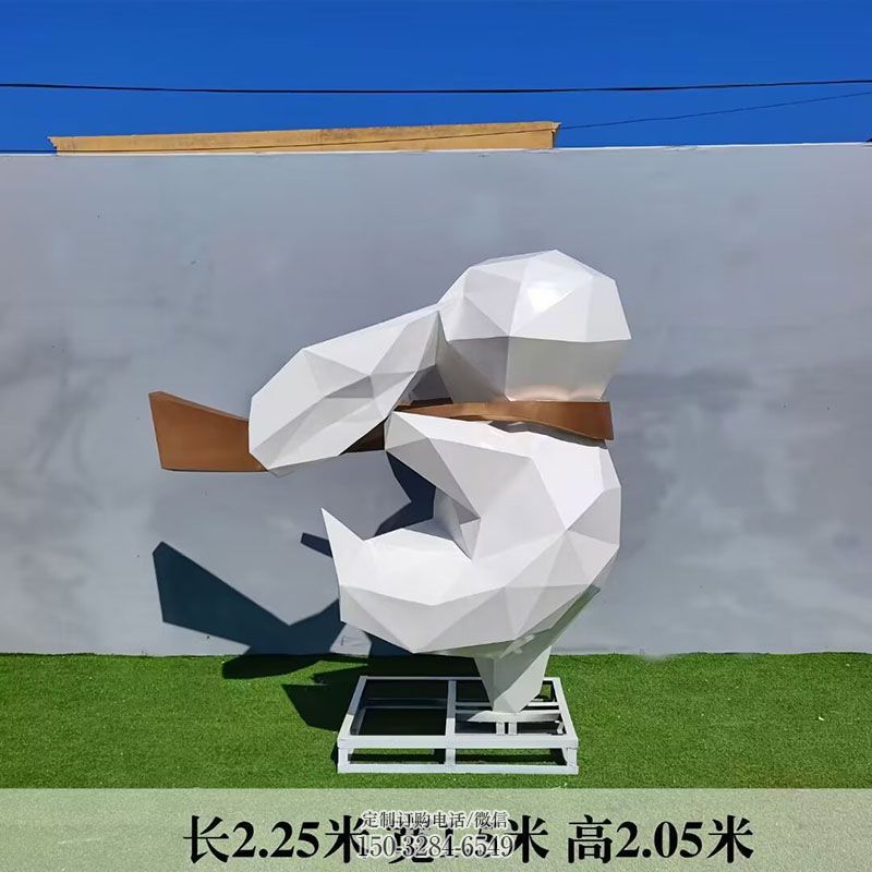 圆雕体系点击-户外小品-钢结构大白兔雕塑
