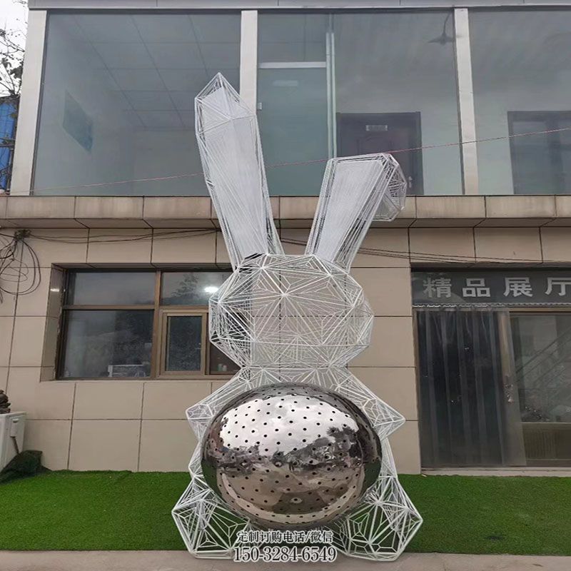 彩钢制作制造商-公园文化-大白兔雕塑抽象