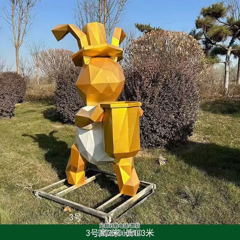 室外雕塑服务商-学校摆件-民族大白兔雕塑