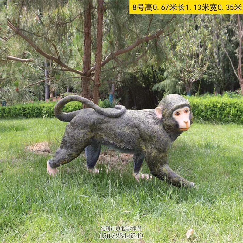 民俗猴子雕塑 户外小猴子雕塑摆放制作 户外玻璃钢猴子雕塑摆放精选