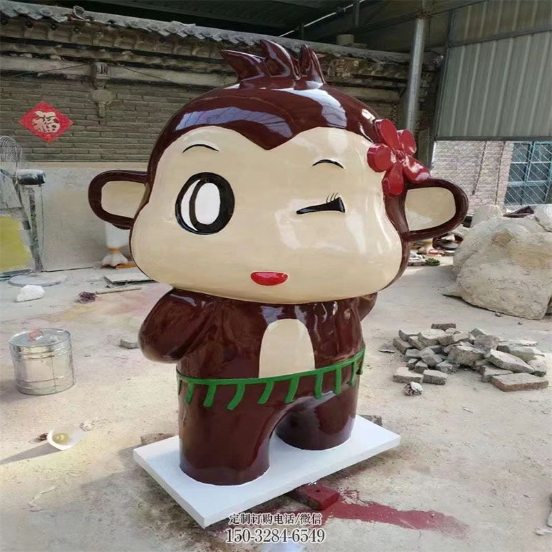 酒店卡通猴子雕塑 动物雕塑装饰精品 景观户外卡通猴子雕塑点击