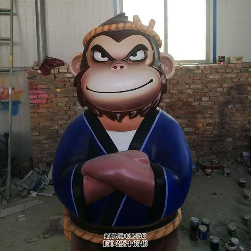 卡通猴子雕塑定制 景观户外动物雕塑点击 景观户外卡通猴子雕塑点击